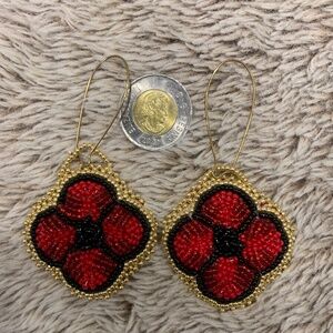 Beaded Poppy Earrings